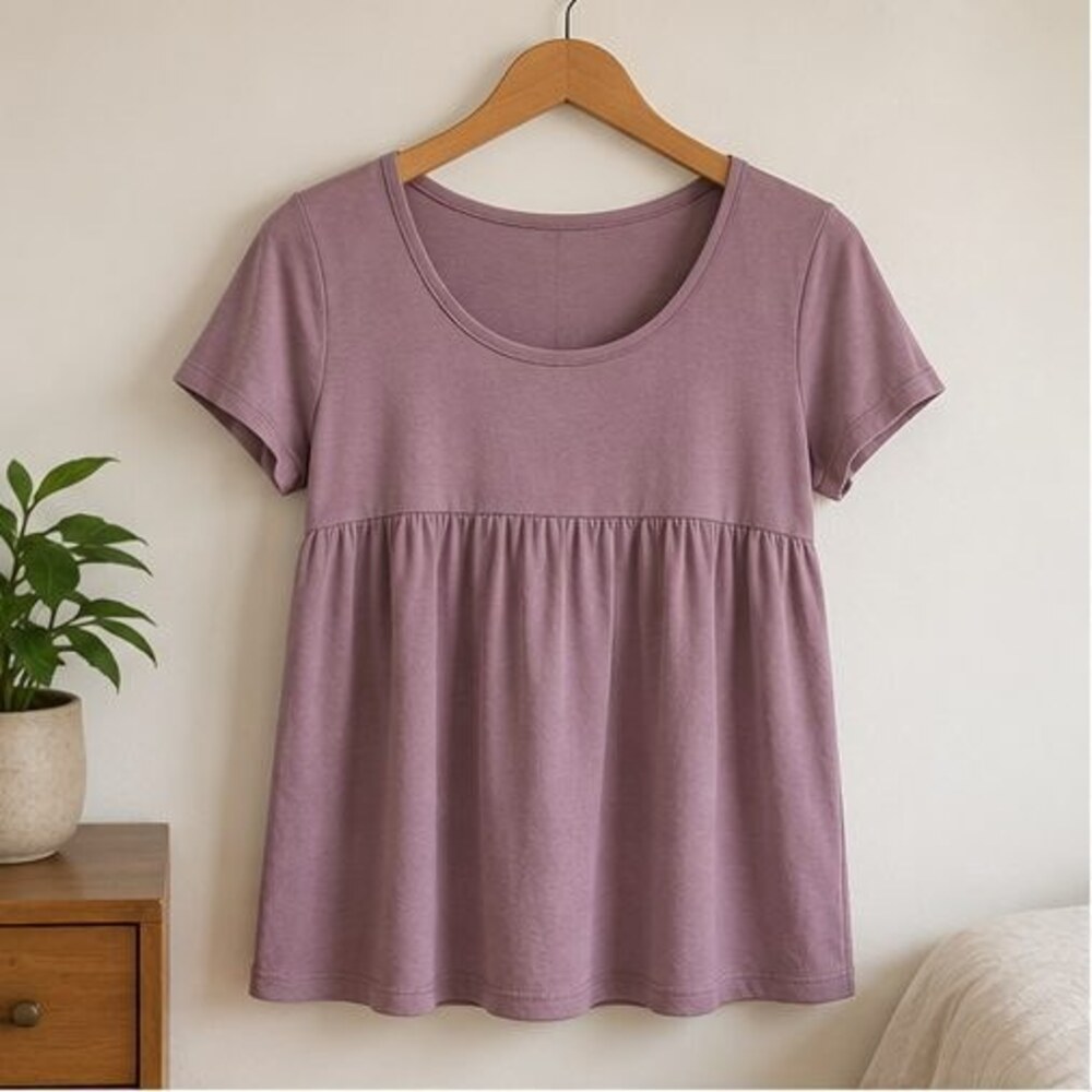 Mauve Scoop Neck Babydoll Top